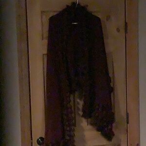 Chico's Elegant Black Wrap with Fringe